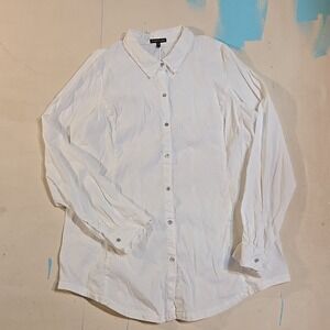 Eileen Fisher‎ XL White Button Up Shirt Italian Linen Lyocell Viscose Oversized